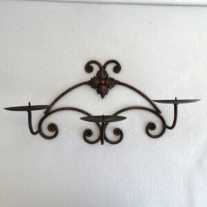 Metal 3-Arm Wall Candle Sconce Vintage Floral Candelabra Wall Mount